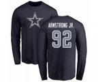 Dallas Cowboys #92 Dorance Armstrong Jr. Navy Blue Name & Number Logo Long Sleeve T-Shirt