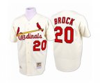 St. Louis Cardinals #20 Lou Brock Authentic Cream Throwback Baseball Jersey
