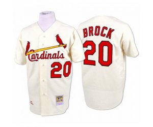 St. Louis Cardinals #20 Lou Brock Authentic Cream Throwback Baseball Jersey