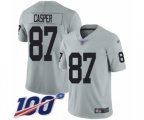 Oakland Raiders #87 Dave Casper Limited Silver Inverted Legend 100th Season Football Jersey