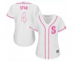 Women's Seattle Mariners #4 Denard Span Authentic White Fashion Cool Base Baseball Jersey