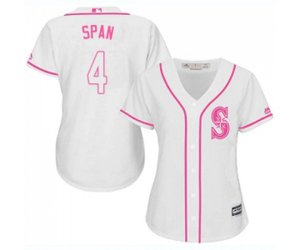Women\'s Seattle Mariners #4 Denard Span Authentic White Fashion Cool Base Baseball Jersey