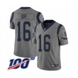 Los Angeles Rams #16 Jared Goff Limited Gray Inverted Legend 100th Season Football Jersey
