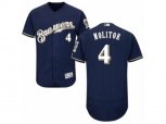 Milwaukee Brewers #4 Paul Molitor Navy Blue Flexbase Authentic Collection MLB Jersey