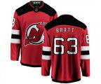 New Jersey Devils #63 Jesper Bratt Fanatics Branded Red Home Breakaway Hockey Jersey