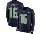 Seattle Seahawks #16 Tyler Lockett Limited Navy Blue Therma Long Sleeve Football Jersey