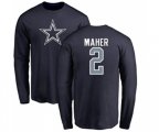 Dallas Cowboys #2 Brett Maher Navy Blue Name & Number Logo Long Sleeve T-Shirt