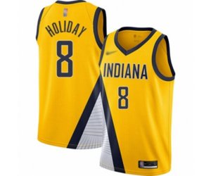 Indiana Pacers #8 Justin Holiday Swingman Gold Finished Basketball Jersey - Statement Edition