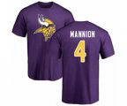 Minnesota Vikings #4 Sean Mannion Purple Name & Number Logo T-Shirt