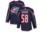 Columbus Blue Jackets #58 David Savard Navy Blue Home Authentic Stitched NHL Jersey