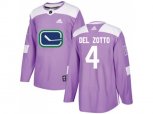 Vancouver Canucks #4 Michael Del Zotto Purple Authentic Fights Cancer Stitched NHL Jersey