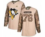 Adidas Pittsburgh Penguins #76 Calen Addison Authentic Camo Veterans Day Practice NHL Jersey