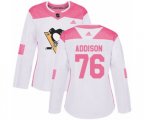 Women Adidas Pittsburgh Penguins #76 Calen Addison Authentic White Pink Fashion NHL Jersey