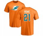 Miami Dolphins #21 Eric Rowe Orange Name & Number Logo T-Shirt