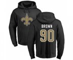 New Orleans Saints #90 Malcom Brown Black Name & Number Logo Pullover Hoodie