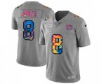 New York Giants #8 Daniel Jones Multi-Color 2020 NFL Crucial Catch NFL Jersey Greyheather
