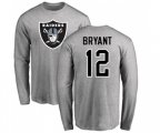Oakland Raiders #12 Martavis Bryant Ash Name & Number Logo Long Sleeve T-Shirt