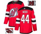 New Jersey Devils #44 Miles Wood Authentic Red Fashion Gold Hockey Jersey