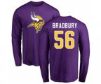 Minnesota Vikings #56 Garrett Bradbury Purple Name & Number Logo Long Sleeve T-Shirt