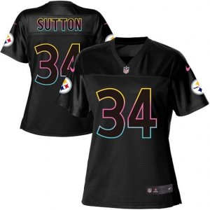 Women\'s Nike Pittsburgh Steelers #34 Cameron Sutton Game Black Fashion NFL Jersey