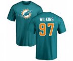 Miami Dolphins #97 Christian Wilkins Aqua Green Name & Number Logo T-Shirt