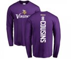Minnesota Vikings #8 Kirk Cousins Purple Backer Long Sleeve T-Shirt