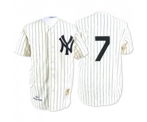 New York Yankees #7 Mickey Mantle Replica White Throwback Baseball Jersey