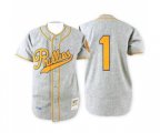 1938 Philadelphia Phillies #1 Richie Ashburn Authentic Grey Throwback Baseball Jersey