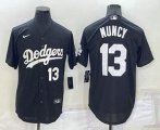 Los Angeles Dodgers #13 Max Muncy Number Black Turn Back The Clock Stitched Cool Base Jersey