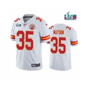 Kansas City Chiefs #35 Jaylen Watson White Super Bowl LVII Patch Vapor Untouchable Limited Stitched Jersey