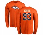 Denver Broncos #93 Dre'Mont Jones Orange Name & Number Logo Long Sleeve T-Shirt
