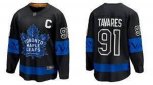 Toronto Maple Leafs #91 John Tavares black with Blue Alternate Premier Breakaway Reversible Jersey