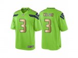 Seattle Seahawks #3 Russell Wilson Green Gold Limited Special Color Rush Jersey