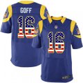 Los Angeles Rams #16 Jared Goff Elite Royal Blue Alternate USA Flag Fashion NFL Jersey
