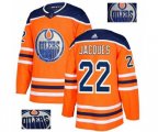 Edmonton Oilers #22 Jean-Francois Jacques Authentic Orange Fashion Gold NHL Jersey