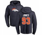 Denver Broncos #93 Dre'Mont Jones Navy Blue Name & Number Logo Pullover Hoodie
