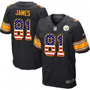 Pittsburgh Steelers #81 Jesse James Elite Black Home USA Flag Fashion NFL Jersey