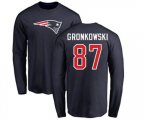 New England Patriots #87 Rob Gronkowski Navy Blue Name & Number Logo Long Sleeve T-Shirt