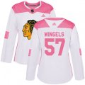 Women's Chicago Blackhawks #57 Tommy Wingels Authentic White Pink Fashion NHL Jersey