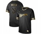 Milwaukee Brewers #8 Ryan Braun Authentic Black Gold Fashion Baseball Jersey