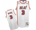 Miami Heat #3 Dwyane Wade Authentic White Throwback Basketball Jersey