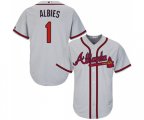 Atlanta Braves #1 Ozzie Albies Replica Grey Road Cool Base Baseball Jersey
