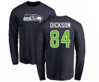 Seattle Seahawks #84 Ed Dickson Navy Blue Name & Number Logo Long Sleeve T-Shirt