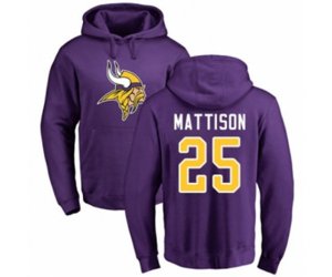 Minnesota Vikings #25 Alexander Mattison Purple Name & Number Logo Pullover Hoodie