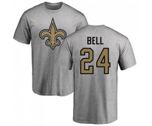 New Orleans Saints #24 Vonn Bell Ash Name & Number Logo T-Shirt