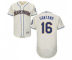 Seattle Mariners #16 Domingo Santana Cream Alternate Flex Base Authentic Collection Baseball Jersey