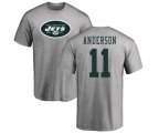 New York Jets #11 Robby Anderson Ash Name & Number Logo T-Shirt