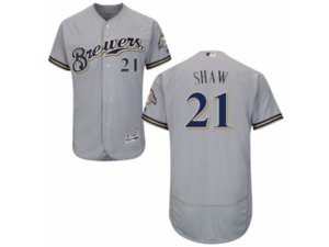 Milwaukee Brewers #21 Travis Shaw Grey Flexbase Authentic Collection MLB Jersey