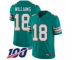 Miami Dolphins #18 Preston Williams Aqua Green Alternate Vapor Untouchable Limited Player 100th Season Football Jersey