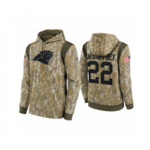 Carolina Panthers #22 Christian McCaffrey Camo 2021 Salute To Service Therma Performance Pullover Football Hoodie